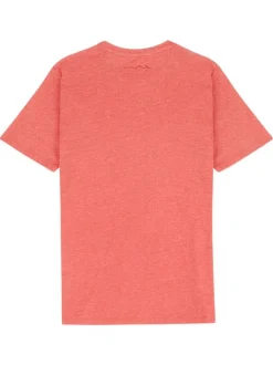 T-shirt corail uni avec une coupe droite à col rond et à manches courtes