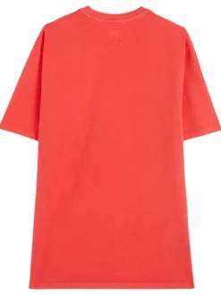 T-shirt coupe regular fit en coton rouge uni à col rond et poche plaquée poitrine