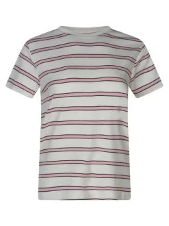 T-shirt écru à rayures doté d'une coupe droite et des manches courtes