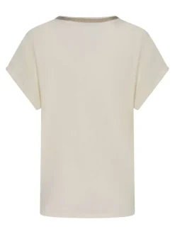 T-shirt écru uni avec une coupe droite et des manches courtes