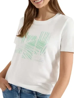T-shirt écru uni avec une coupe droite et des manches courtes