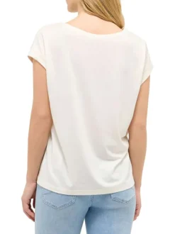 T-shirt écru uni avec une coupe large et des manches courtes