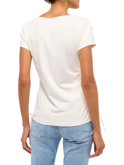T-shirt écru uni pourvu de manches courtes et d'une coupe droite