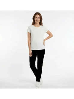 T-shirt Elva blanc uni pourvu de manches courtes et d'un col rond