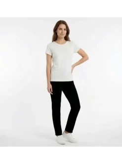 T-shirt Elva blanc uni pourvu de manches courtes et d'un col rond