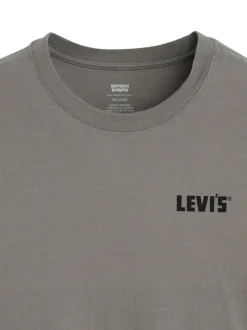 T-shirt en coton anthracite imprimé à coupe droite pourvu d'un col rond