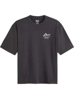 T-shirt en coton anthracite orné d'un imprimé camions et pourvu d'un col rond