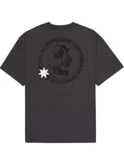 T-shirt en coton anthracite uni avec une coupe droite et un col rond