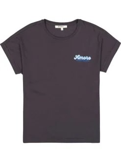T-shirt en coton anthracite uni avec une coupe droite et un logo brodé