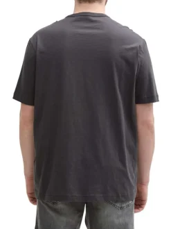 T-shirt en coton anthracite uni à coupe regular avec un col rond