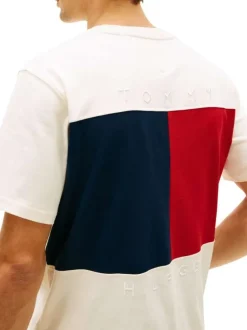 T-shirt en coton beige à coupe droite pourvu de manches courtes