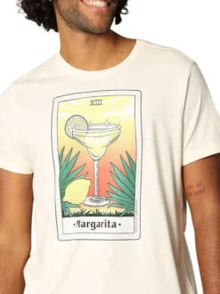 T-shirt en coton beige imprimé avec un col rond et une coupe droite