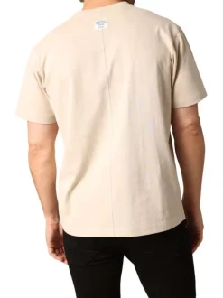 T-shirt en coton beige uni avec un col rond et des manches courtes