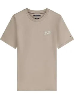 T-shirt en coton beige uni avec une coupe droite et des manches courtes