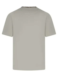 T-shirt en coton beige uni avec une coupe droite et un col rond
