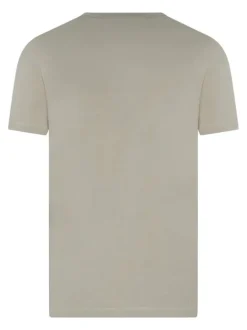 T-shirt en coton beige uni avec une coupe droite et un col rond