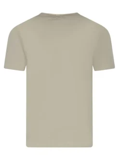 T-shirt en coton beige uni avec une coupe droite et un col rond