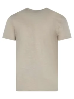 T-shirt en coton beige uni avec une coupe droite et un col rond