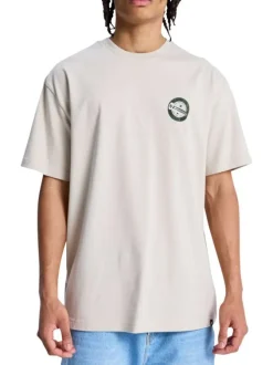 T-shirt en coton beige uni avec une coupe droite et un col rond