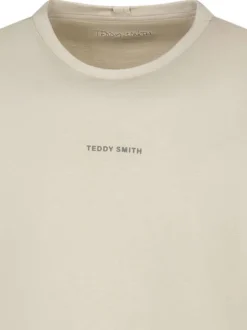 T-shirt en coton beige uni avec une coupe droite et un col rond