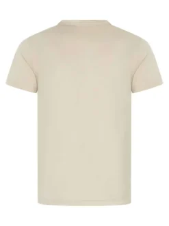 T-shirt en coton beige uni avec une coupe droite et un col rond