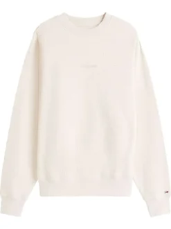 T-shirt en coton beige uni avec une coupe droite et un col rond
