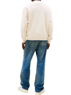 T-shirt en coton beige uni avec une coupe droite et un col rond