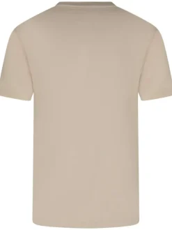 T-shirt en coton beige uni avec une coupe droite et un col rond