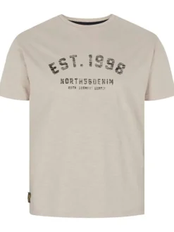 T-shirt en coton beige uni avec une coupe droite et un col rond