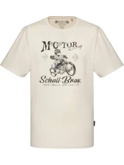 T-shirt en coton biologique beige à coupe droite pourvu d'un col rond