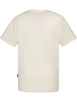 T-shirt en coton biologique beige à coupe droite pourvu d'un col rond