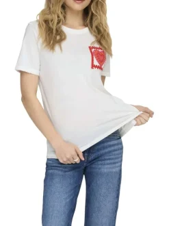 T-shirt en coton biologique blanc avec une coupe droite et un col rond