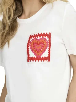 T-shirt en coton biologique blanc avec une coupe droite et un col rond