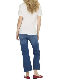 T-shirt en coton biologique blanc avec une coupe droite et un col rond
