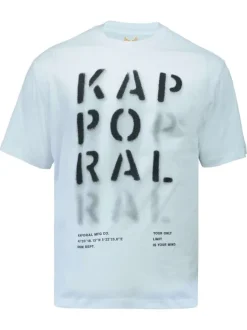 T-shirt en coton biologique blanc avec un grand imprimé à l'avant et un col rond