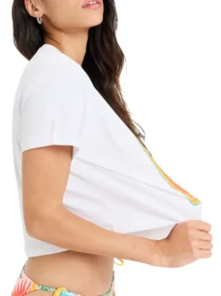 T-shirt en coton biologique blanc avec un imprimé et une coupe droite