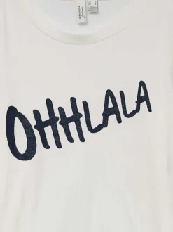 T-shirt en coton biologique blanc avec un imprimé et une coupe droite