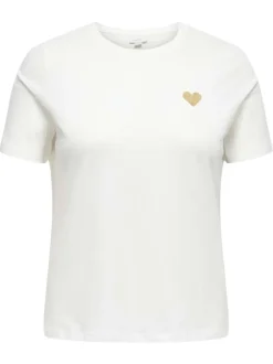 T-shirt en coton biologique blanc à coupe droite pourvu d'un col rond