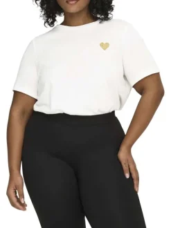 T-shirt en coton biologique blanc à coupe droite pourvu d'un col rond