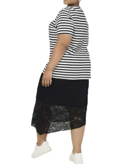 T-shirt en coton biologique blanc et marine orné d'un motif marinière