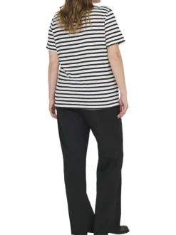 T-shirt en coton biologique blanc et marine orné d'un motif marinière