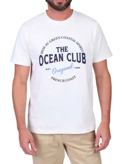 T-shirt en coton biologique blanc à imprimé avec une coupe droite