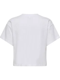 T-shirt en coton biologique blanc uni avec des coquillages brodés