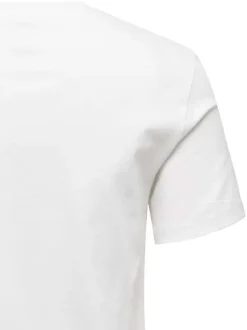 T-shirt en coton biologique blanc uni avec des strass et un col rond