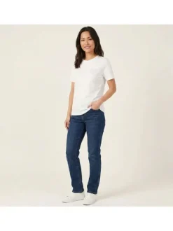 T-shirt en coton biologique blanc uni avec des strass et un col rond