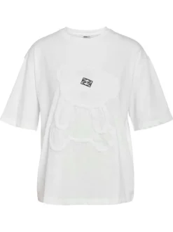 T-shirt en coton biologique blanc uni avec une coupe droite et un col rond