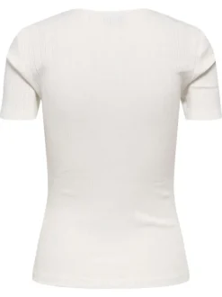 T-shirt en coton biologique blanc uni avec une coupe droite et un col rond