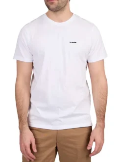 T-shirt en coton biologique blanc uni avec une coupe droite et un col rond