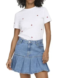 T-shirt en coton biologique blanc uni pourvu de manches courtes