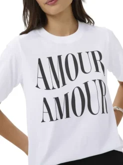 T-shirt en coton biologique blanc uni pourvu d'une coupe droite